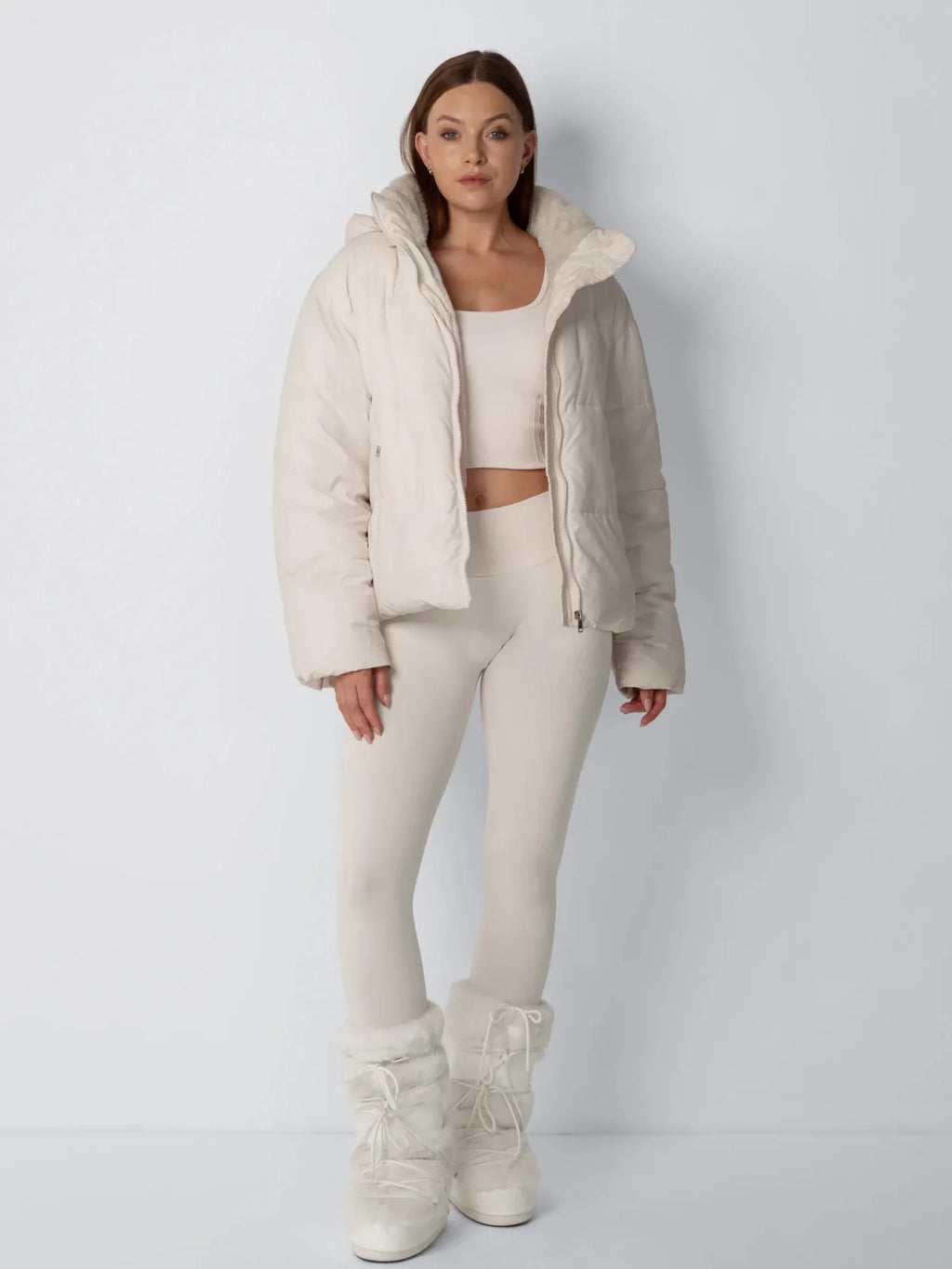 The Elara Puffer Jacket - Matte Pearl