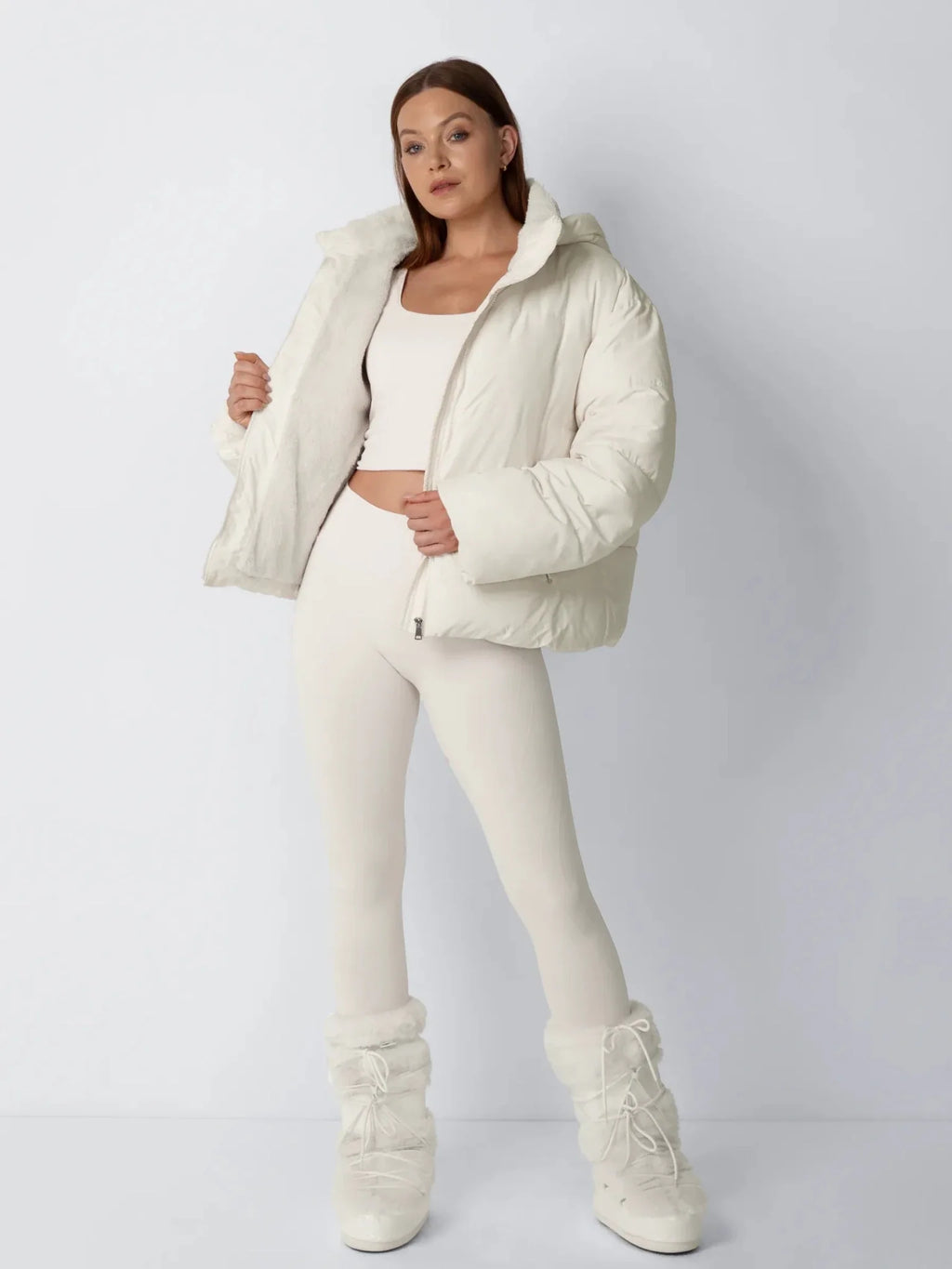 The Elara Puffer Jacket - Matte Pearl